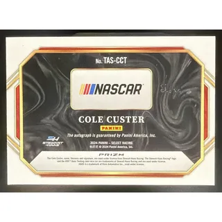 Photo of 2024 Panini Select Cole Custer Trackside Action Signatures Purple Prizms /49