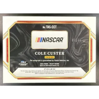 Photo of 2024 Panini Select Cole Custer Trackside Action Signatures Gold Flash Prizms /10