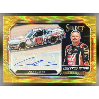 Photo of 2024 Panini Select Cole Custer Trackside Action Signatures Gold Flash Prizms /10
