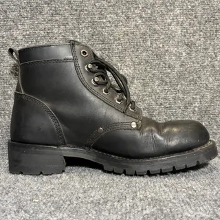 Photo of Xelement Black Leather Side Zip Lace Up Motorcycle Biker Work Boots Womens 9.5