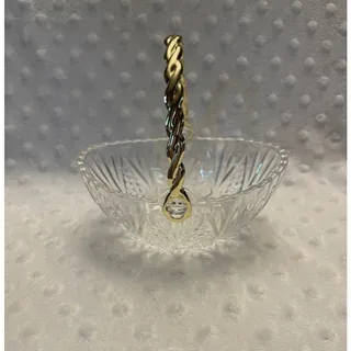 Photo of Vintage Crystal Mikasa Gold Handled Basket