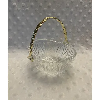 Photo of Vintage Crystal Mikasa Gold Handled Basket