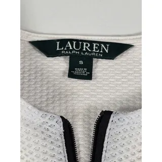 Photo of Lauren Ralph Lauren Womens S White Black Honeycomb 1/4 Zip Stretch Pullover
