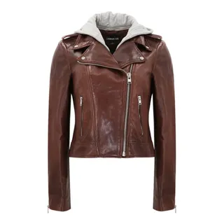 Photo of LAMARQUE HOLY Leather Biker Jacket with Removable Hood