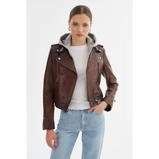 Photo of LAMARQUE HOLY Leather Biker Jacket with Removable Hood