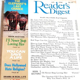 Photo of Reader's Digest July 1990 Vintage Magazine Back Issue - Elephant Cover