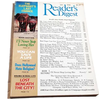 Photo of Reader's Digest July 1990 Vintage Magazine Back Issue - Elephant Cover