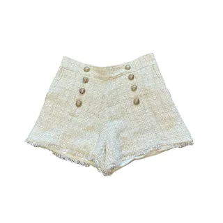 Photo of Generation Love Women's Medium Ivory Lizzy Tweed Cotton Blend Shorts