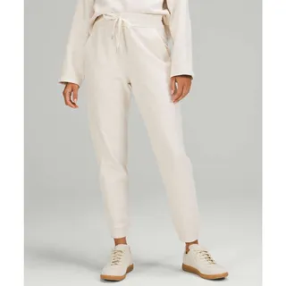 Photo of Lululemon Womens Ribbed High Rise Jogger Pants Size 6 White Opal Lounge Comfort