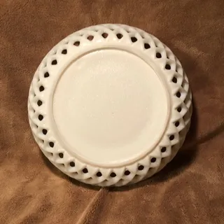 Photo of Vintage, Victorian Challinor Taylor Milk Glass Lattice Edged Fruit Bowl
