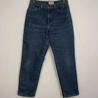 Photo of LL Bean Fleece Lined Jeans Womens 14 Original Fit Relaxed High Rise Med Wash VTG