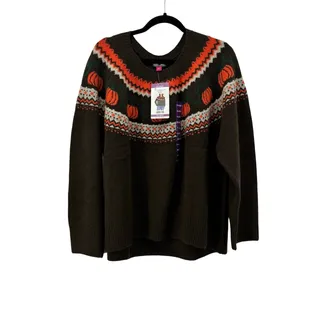Photo of Vince Camuto Womens Sz XXL Thanksgiving Pumpkin Fair Isle Womens Sweater Crewneck0