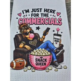 Photo of Football Mom Funny Kitchen Towel Just Here for the Commercials Game Day Gift