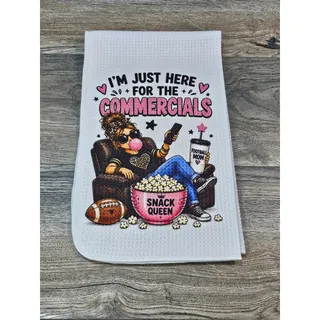 Photo of Football Mom Funny Kitchen Towel Just Here for the Commercials Game Day Gift
