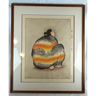 Photo of RC Gorman Signed "Monica" 1982 Limited Edition Woodblock Print 103/210 Framed