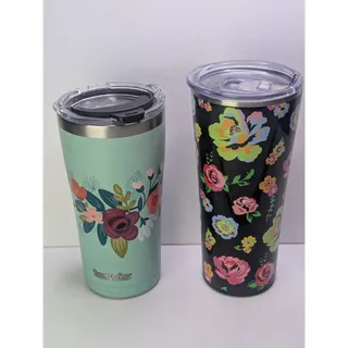 Photo of Tervis & Swig Life Floral Stainless Steel Travel Tumblers Lot of 2 With Lids