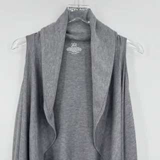 Photo of Cut The Frills vest cardigan women's OS open front waterfall wool blend gray 