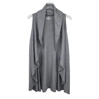 Photo of Cut The Frills vest cardigan women's OS open front waterfall wool blend gray 