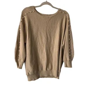 Photo of 80 Park Women's Long Sleeve Lightweight Embellished Beige Sweater EUC Size XL
