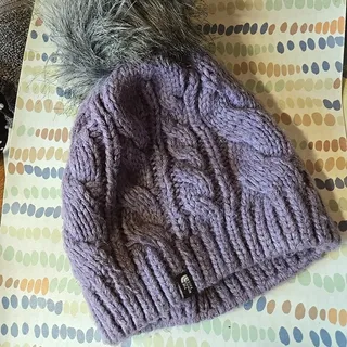 Photo of The North Face Beanie Lavender Poof, Youth Size M