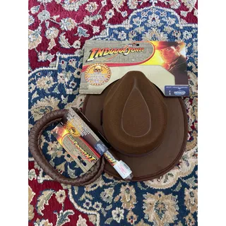 Photo of 2 PC OFFICIAL INDIANA JONES HAT & WHIP COSTUME SET ACCESSORY NEW