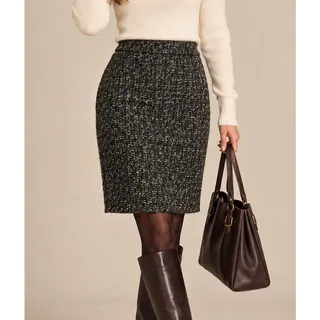 Photo of J. Crew Womens Tweed Boucle Pencil Skirt Size 8 Green Preppy Office Heritage