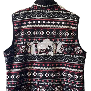 Photo of Karen Scott Fuzzy/Fluffy Sweater Vest Custom Embroidered Moose Women's XL