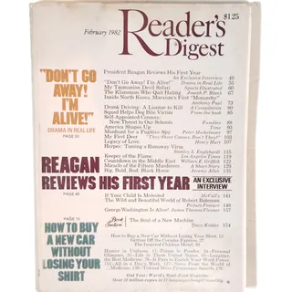 Photo of Reader's Digest February 1982 Reagan Reviews First Year Vintage Magazine