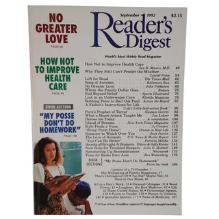 Photo of Reader's Digest Magazine September 1992 Vintage Back Issue Collectible