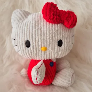 Photo of 2010 Sanrio Hello Kitty Jakks Pacific Red Bow Corduroy Chenille Plush 10"