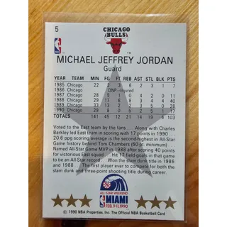 Photo of Michael Jordan 1990-1991 NBA Hoops #5 - Chicago Bulls - All-Star East - Miami