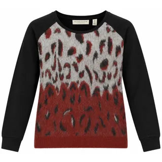 Photo of Maison Scotch Mohair Blend Sweater Medium Black Red Gray Leopard Print Crewneck