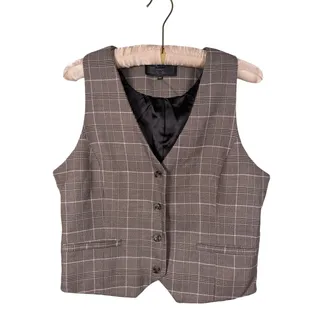 Photo of BLANKNYC Womens Plaid Tailored Vest Size L Brown Preppy Academia Heritage Work