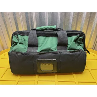 Photo of Tool Bag 13 Inch Green Black Zipper Top Storage Organizer Duffel Used