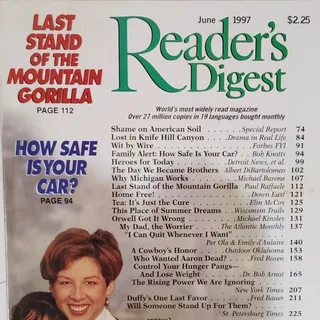 Photo of Reader's Digest Magazine June 1997 Mountain Gorilla Vintage Back Issue