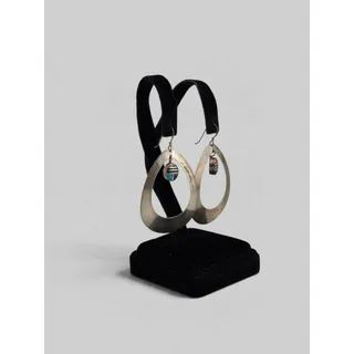 Photo of Vintage Sterling Silver Multistone Inlay Teardrop Dangle Earrings Southwestern