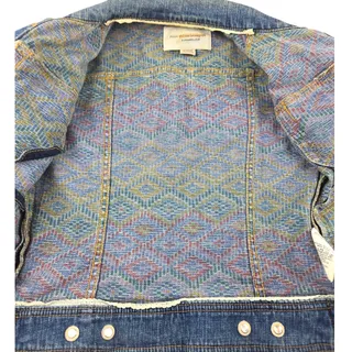 Photo of Pilcro and the Letterpress | Blue Jean Trucker Jacket w/Aztec Print | Size XXSP (00P)