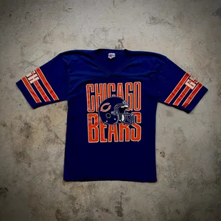 Photo of 80s Chicago Bears NFL Jersey Tee Navy GSH Sleeves Helmet M