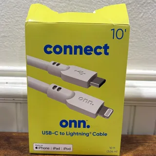 Photo of ONN 10-foot USB-C to Lightning Cable White iPhone iPad Charging Cord Extra Long