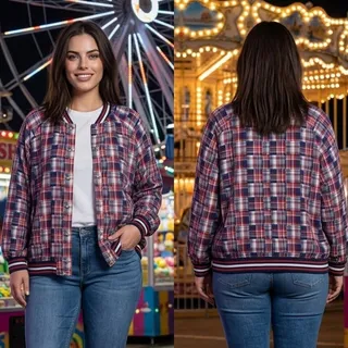 Photo of Tommy Hilfiger Patchwork Varsity Red White Blue Jacket Women's Size 0X