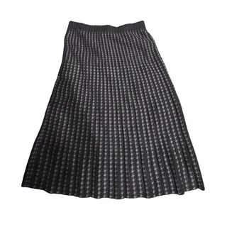 Photo of Max Studio Black and Grey Woven Houndstooth Skirt - M