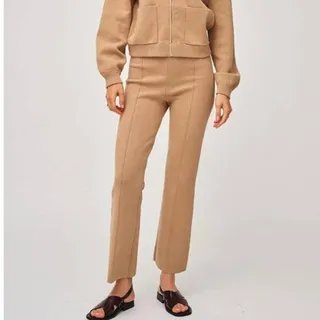 Photo of White + Warren Superfine Cotton Kick Flare Pant Camel S NWT Tan Minimalist 