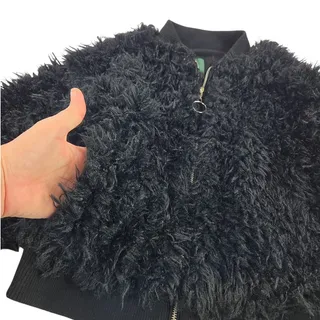 Photo of Wild Fable | Black Cropped Fuzzy Jacket w/Zipper | Size XS
