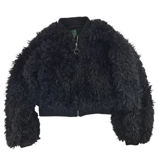 Photo of Wild Fable | Black Cropped Fuzzy Jacket w/Zipper | Size XS