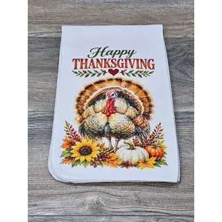 Photo of Happy Thanksgiving Turkey Kitchen Towel Fall Farmhouse Decor