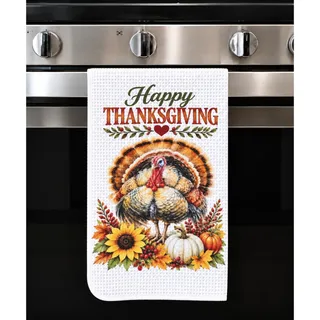Photo of Happy Thanksgiving Turkey Kitchen Towel Fall Farmhouse Decor