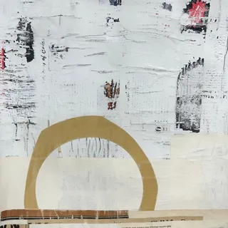Photo of Original Mixed Media Modern Art Collage Painting 18x24 "Good Investment" Signed