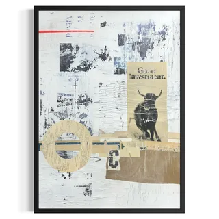 Photo of Original Mixed Media Modern Art Collage Painting 18x24 "Good Investment" Signed