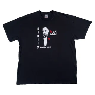 Photo of Vintage Godfather Sicily T Shirt Men's Large Black Marlon Brando Screen Stars