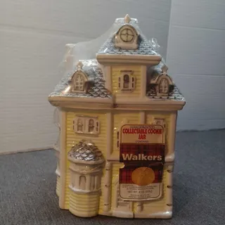 Photo of Hand Painted Ceramic House Cookie Jar Yellow Walkers Collectible Decor